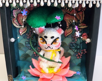 Sachi - Saya's Art amigurumi crochet plush doll lotus asia japan deity gift cute kawaii cat waterlily flower OC Art decoration