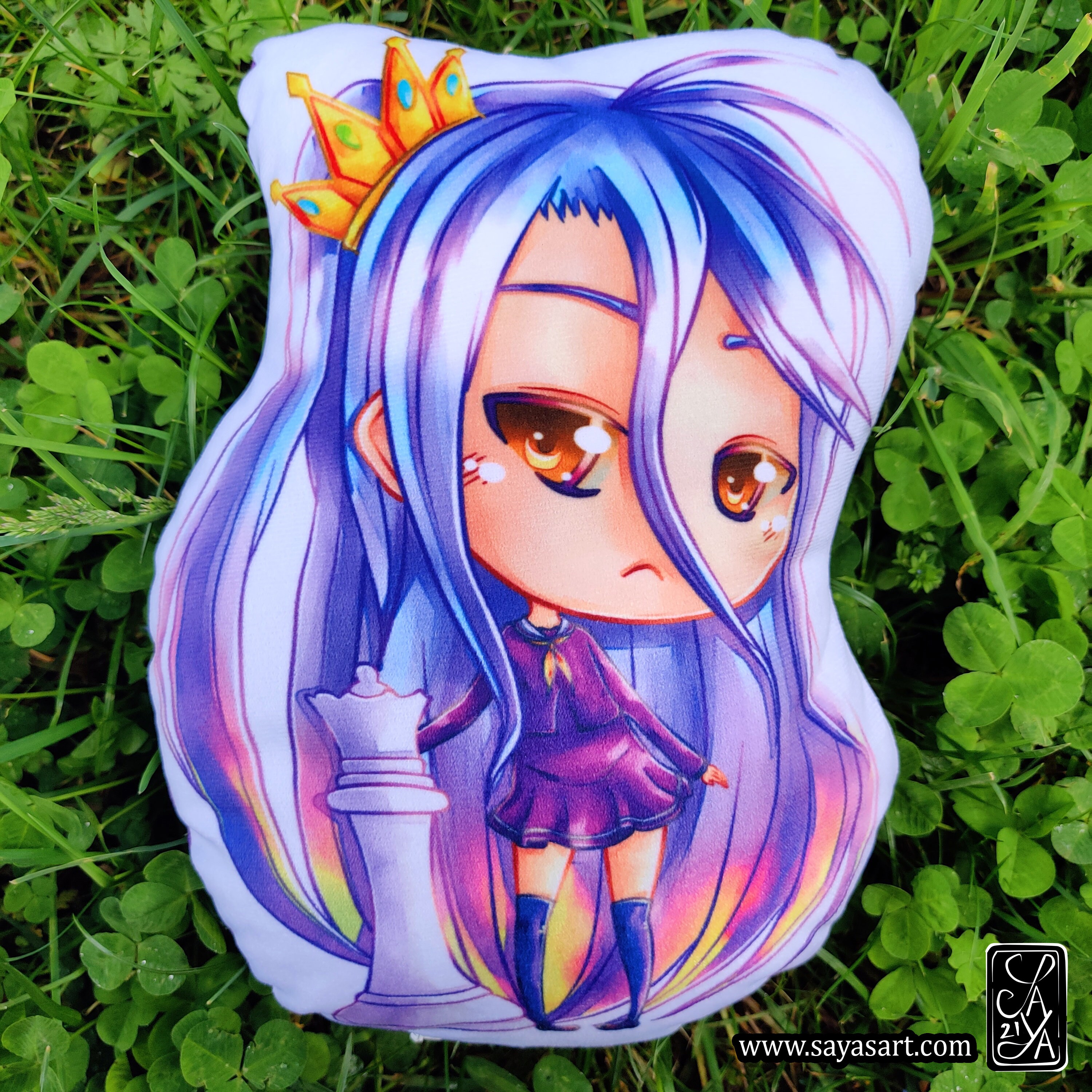 Coussin - No Game No Life Shiro Saya's Art Peluche Oreiller Mignon Kawaii Cadeau Anime Otaku Weeb Fe