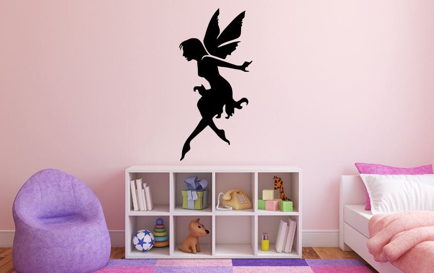 Fairy Wall Decal 35 x 17 Fairy Silhouette Vinyl Etsy