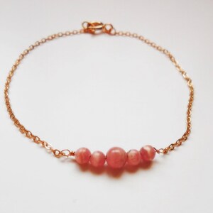 Pulsera de Rodocrosita y cadena 14K Gold Filled
