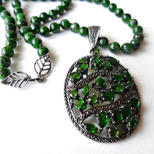 Chrome Diopside necklace and 925 oxidized sterling Silver