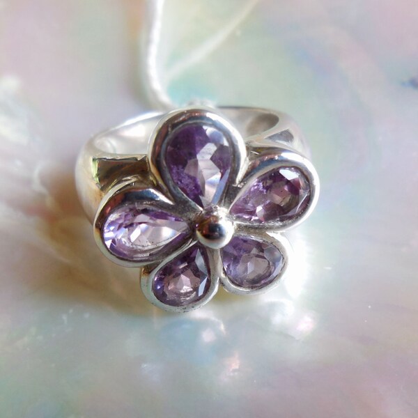 Bague fleur Améthyste et Argent 925