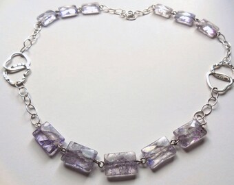 Crystal Rock crackle necklace, 925 sterling Silver necklace