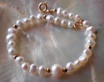 Pulsera de Perlas de agua dulce y Gold Filled 14K