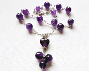 Amethyst with heart pendant and 925 sterling Silver necklace