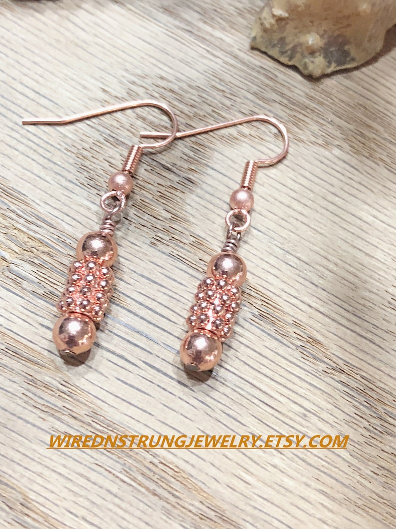 Bright Copper Earrings Copper Earrings Minimalist Earrings image 0