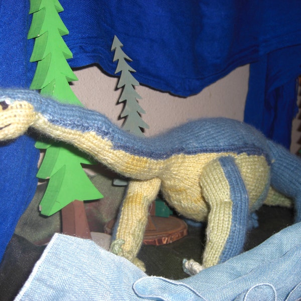 Knitted Brachiosaurus Dinosaur - wool stuffed animal- softie sauropod dino