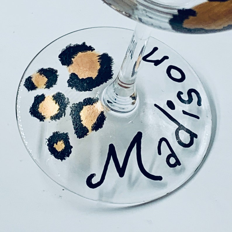 Leopard Wine Glasses Hand Painted Leopard Print Wine Glasses Etsy