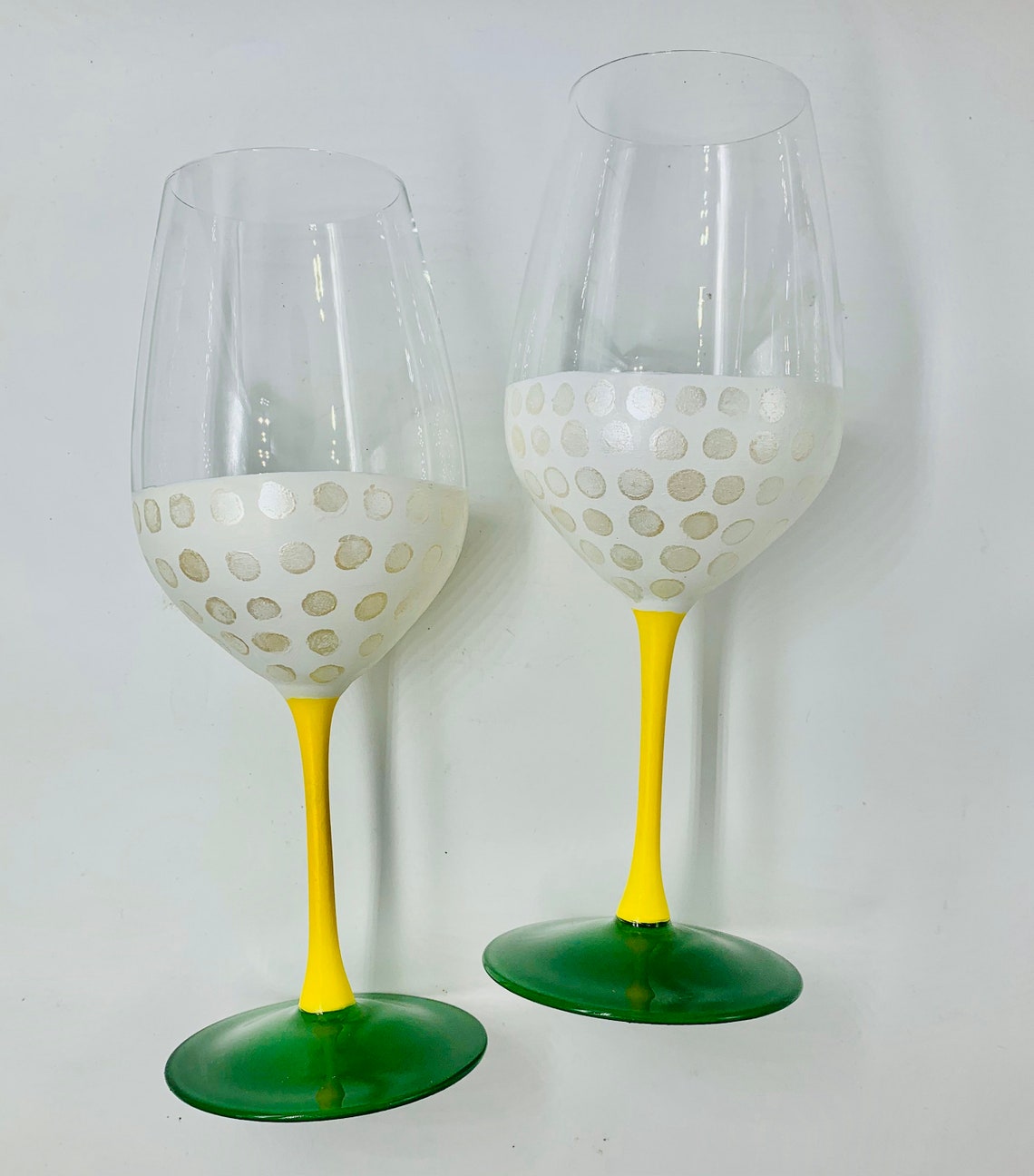 Golf Wine Glasses Hand Painted Golf Glasses Gift for Etsy