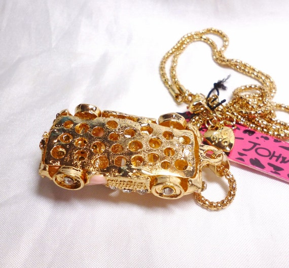 Betsey Johnson Pink Car Necklace Jaguar Porsche C… - image 4