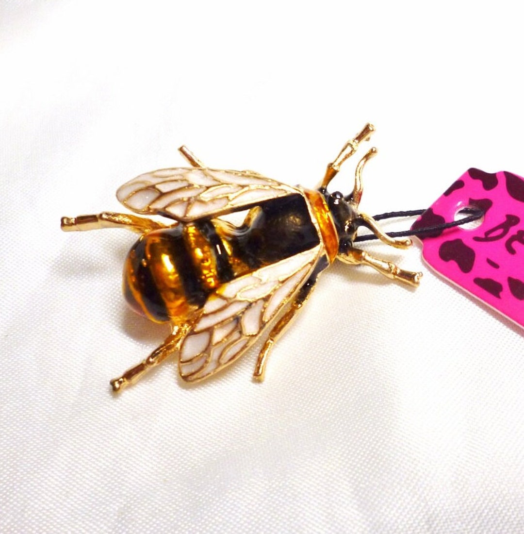 RARE Betsey Johnson Fly / Bee / Insect Pin Brooch Black & Gold Tones ...