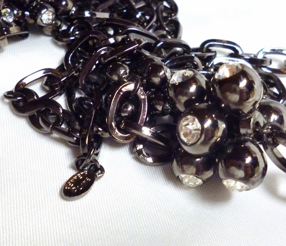 KJL Necklace Dark Brown w/ Crystal Clusters Kenne… - image 6
