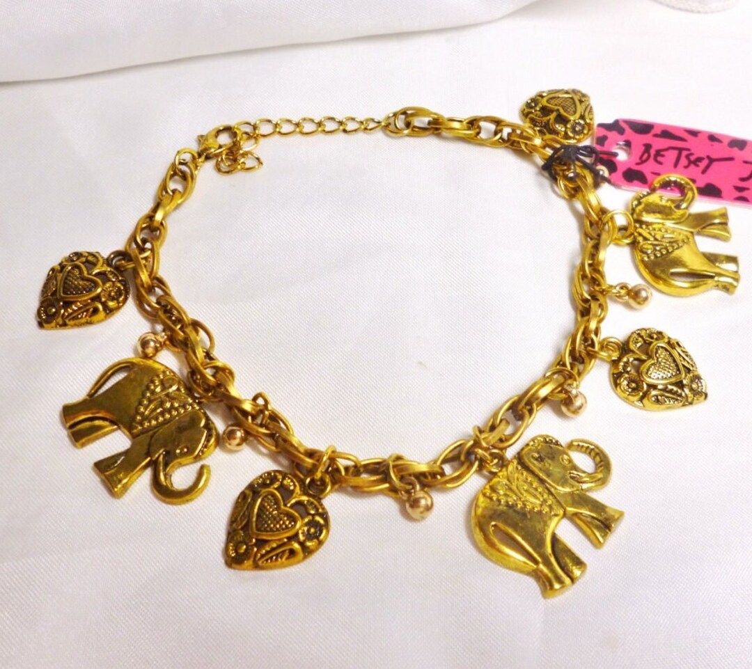 Collana Betsey Johnson Elefante 3D – Cristalli Bianchi E Smalto – Ciondolo Regalo