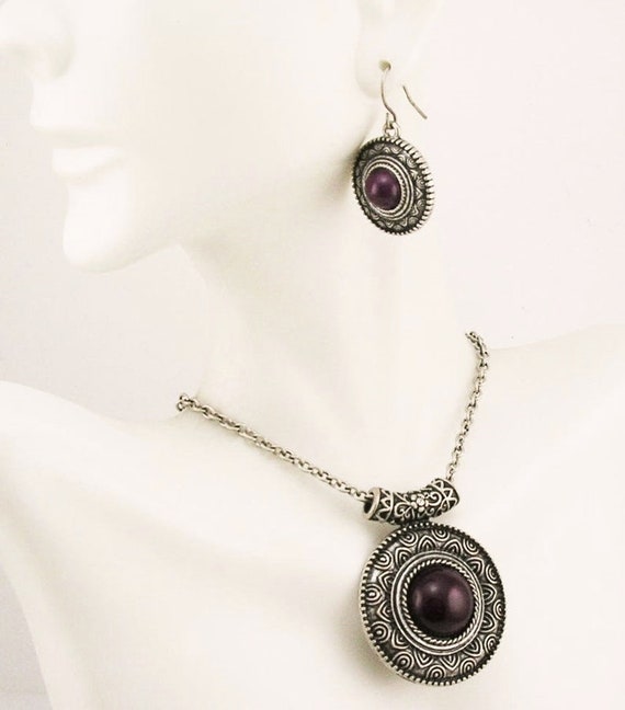 Joan Rivers Necklace & Earring Set Matte Silver T… - image 6