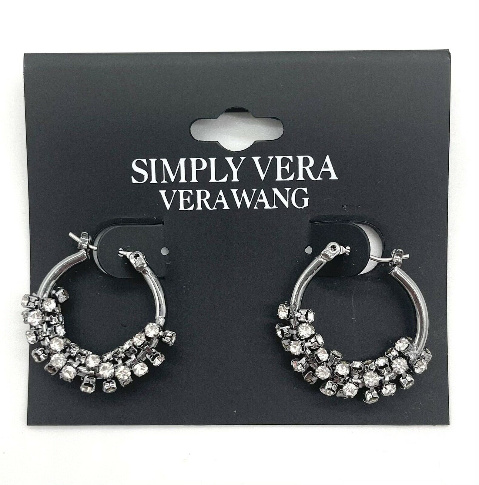 Simply Vera Wang Earrings Gunmetal Gray Crystal Pave Hoops NOS Original  Card Perfect Condition Free Shipping 16066 16067 -  Canada