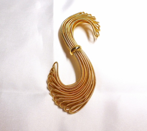 Napier Large Brooch 1960s Twisted Rope Wave Desig… - image 1