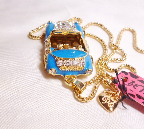 Betsey Johnson Blue Car Necklace Jaguar Porsche C… - image 3