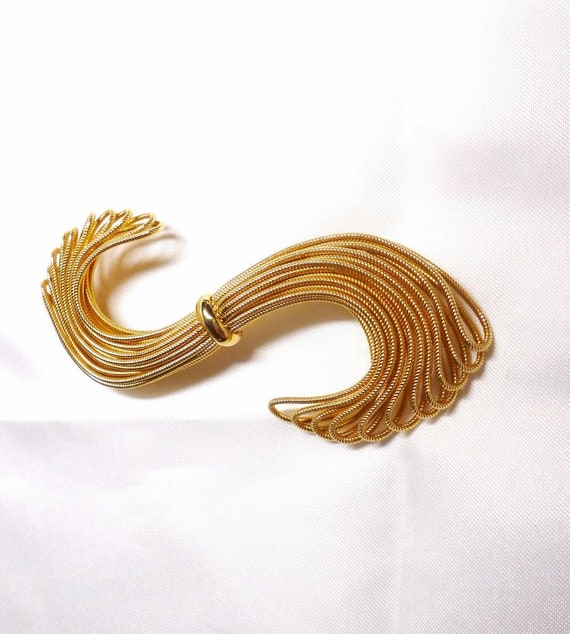 Napier Large Brooch 1960s Twisted Rope Wave Desig… - image 2