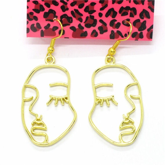 Betsey Johnson Abstract Face Earrings Gold Plated… - image 2