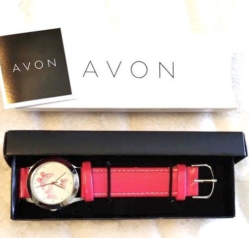 Avon Pink Watch With Butterflies New Battery Runs NOS NIB  display picture 2