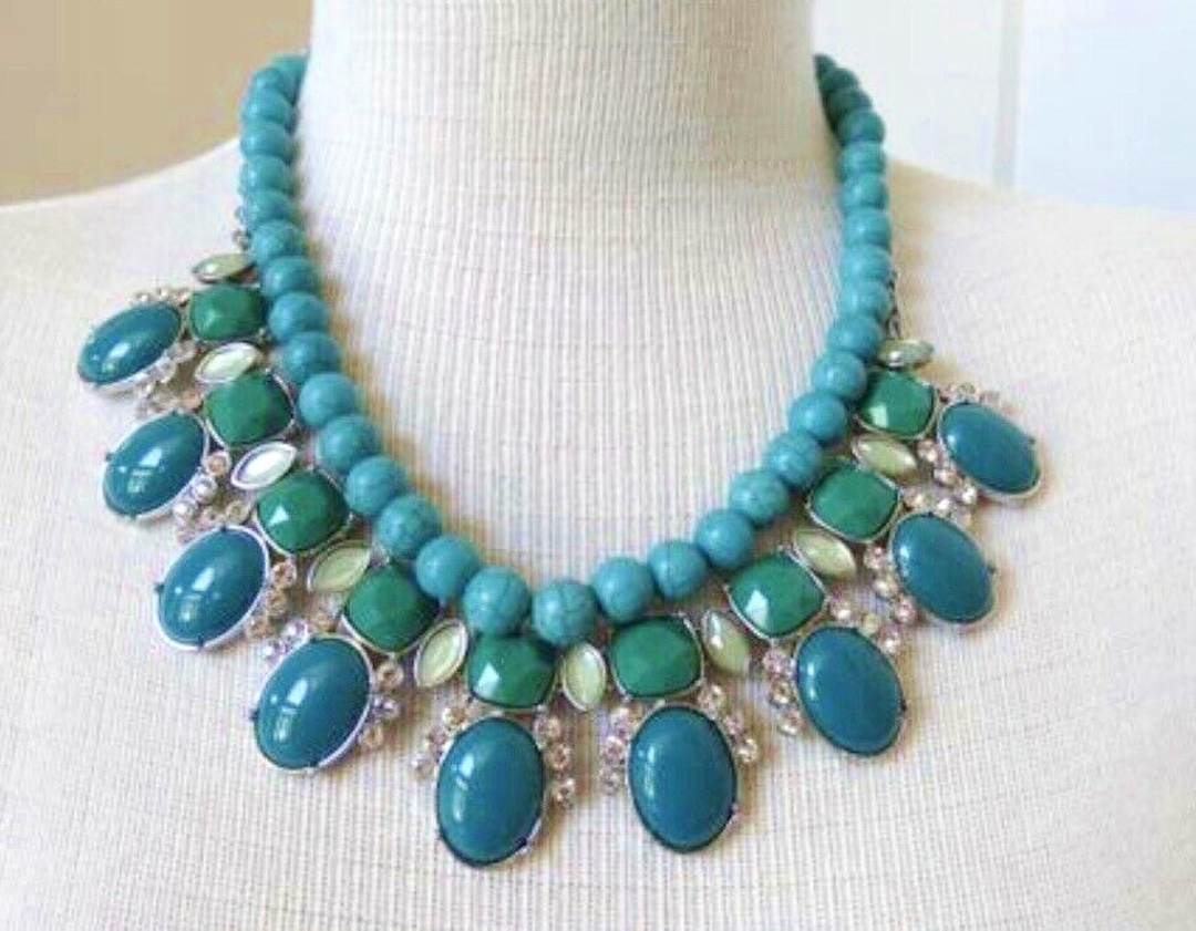 Collier Pendentif Lia Sophia - Turquoise Et Marron Sur Cordon Noir, Longueur Réglable 17-19 Pouces