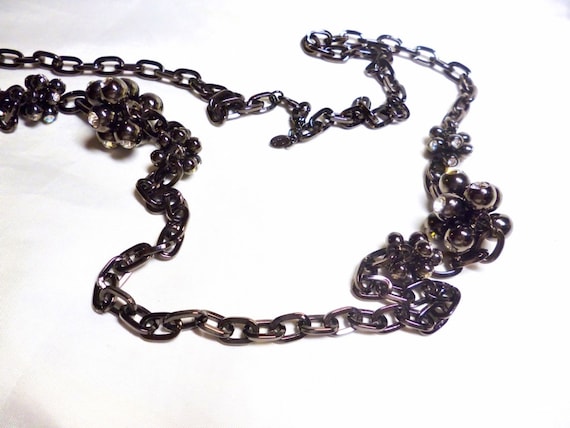 KJL Necklace Dark Brown w/ Crystal Clusters Kenne… - image 1