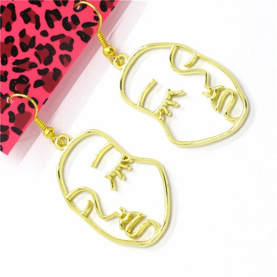 Betsey Johnson Abstract Face Earrings Gold Plated… - image 4