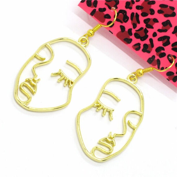 Betsey Johnson Abstract Face Earrings Gold Plated… - image 3