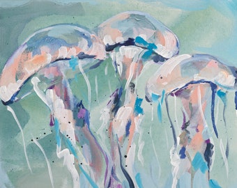 Ocean Nettles, Print of Original Acrylic Painting, by Kim Hovell