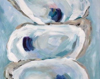 Coastal Oysters, Print of Original Acrylic Painting, by Kim Hovell