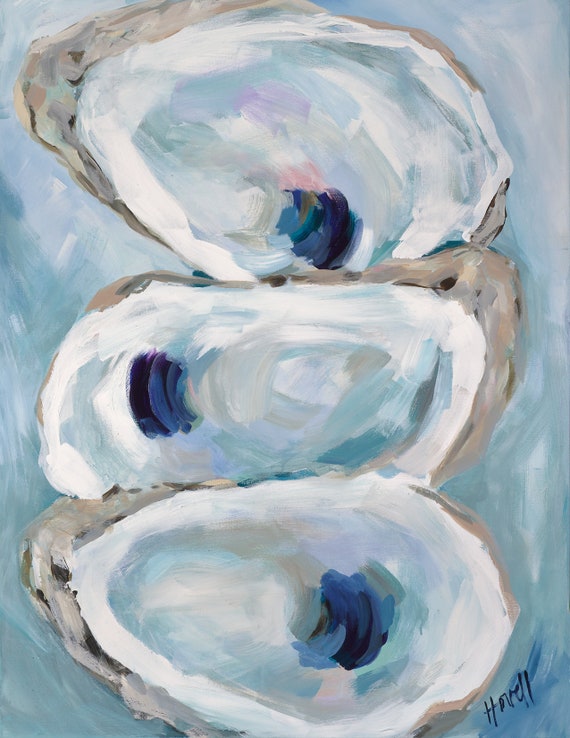 Coastal Oysters, Print of Original Acrylic Painting, by Kim Hovell