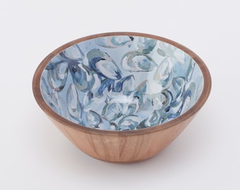 Wooden Bowl (Large) - Pewter Shells