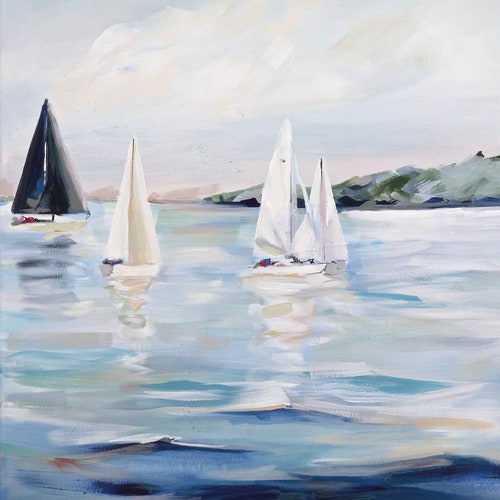 South River Sails II, Print of Original Acrylic Painting, by Kim Hovell