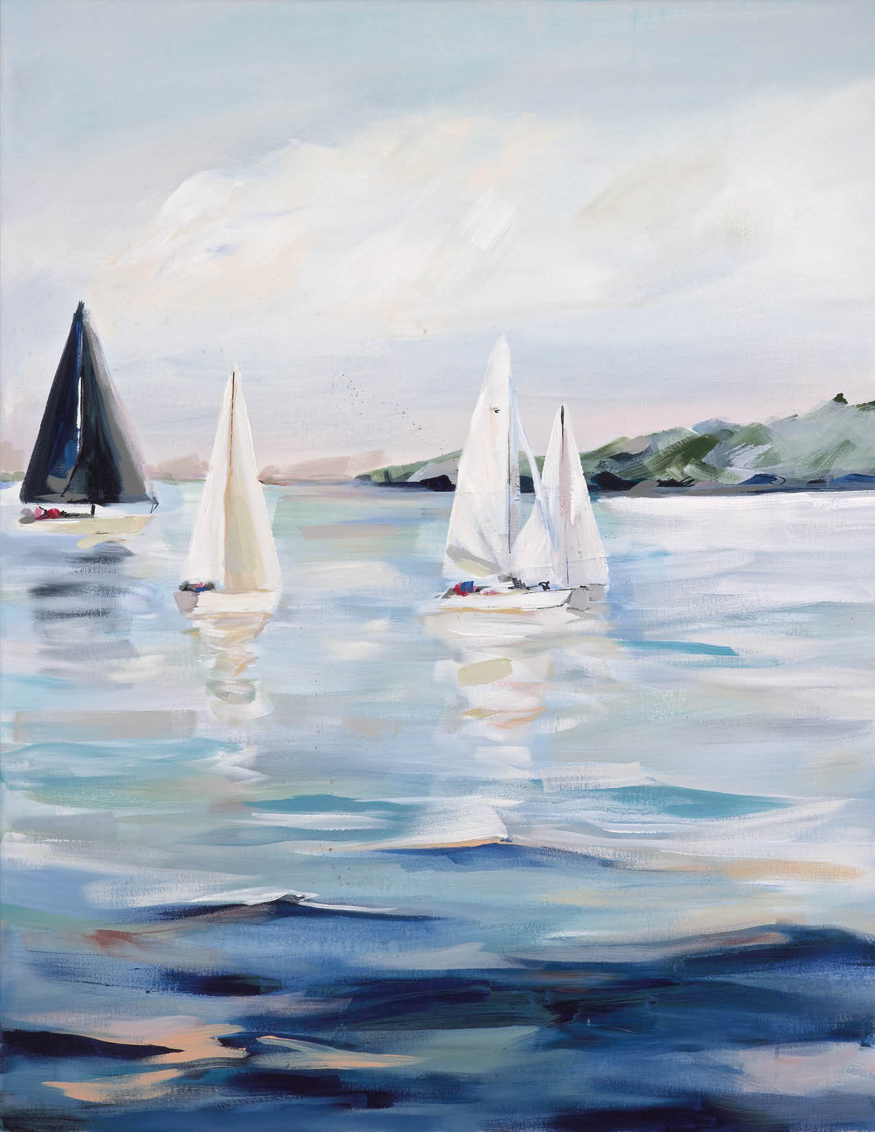 South River Sails II, Print of Original Acrylic Painting, by Kim Hovell