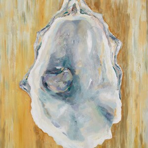 Yellow Oyster, Print of Original Acrylic Painting, by Kim Hovell