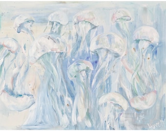 Jellyfish, Print of Original Acrylic Painting, by Kim Hovell