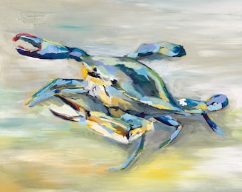 Atlantic Crab, Print of Original Acrylic Painting, by Kim Hovell