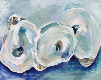 Point Oysters, Signed Print of Original Acrylic Painting, by artist Kim Hovell