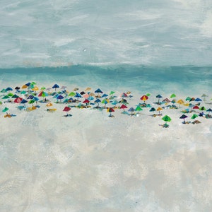 Busy Beach Day, Print of Original Acrylic Painting, by Kim Hovell