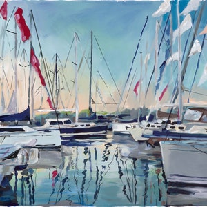 Dockside, Print of Original Acrylic Painting, by Kim Hovell