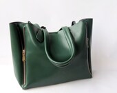 lady's Leather Tote Bag - Leather bag - Shoulder Bag - Leather Briefcase - Ipad Bag - Handbag in green