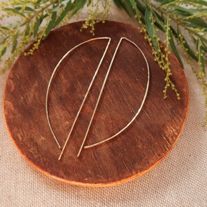 Minimalist Earrings, 14k Gold Threader Earrings, 14k Gold Fill Geometric Earrings, Bridesmaid Gift for Her, Arc Earrings, Hoop Earrings