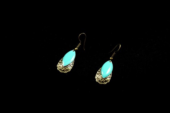 Boucles D'oreilles Pendantes Vintage En Bronze - Travail D'artiste Français - Occasion Parfait état