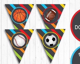 All-Star Party Banners, All-Star Bunting Flags, INSTANT DOWNLOAD