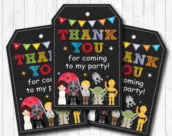 Star Wars Thank You Favor Tags, Boys Birthday,  INSTANT DOWNLOAD