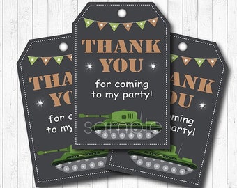 Military Thank you tags, Army Favor tags, Tank Labels, printable, INSTANT DOWNLOAD