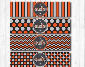 Motorcycle Water Bottle Labels, Motorcycle wrappers, INSTANT DOWNLOAD