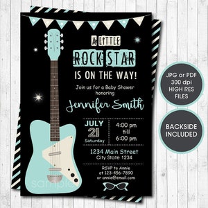 Gitarre Madchen Geburtstagseinladung Rock N Roll Etsy
