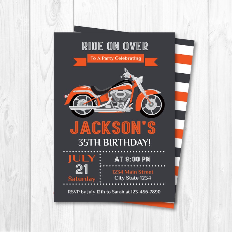 Editable Motorcycle Birthday Invitation Motorcycle Party - Etsy