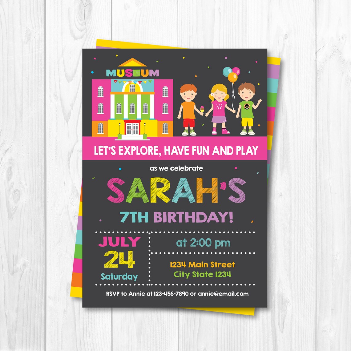 Editable Children's Museum Birthday Invitation Science Etsy